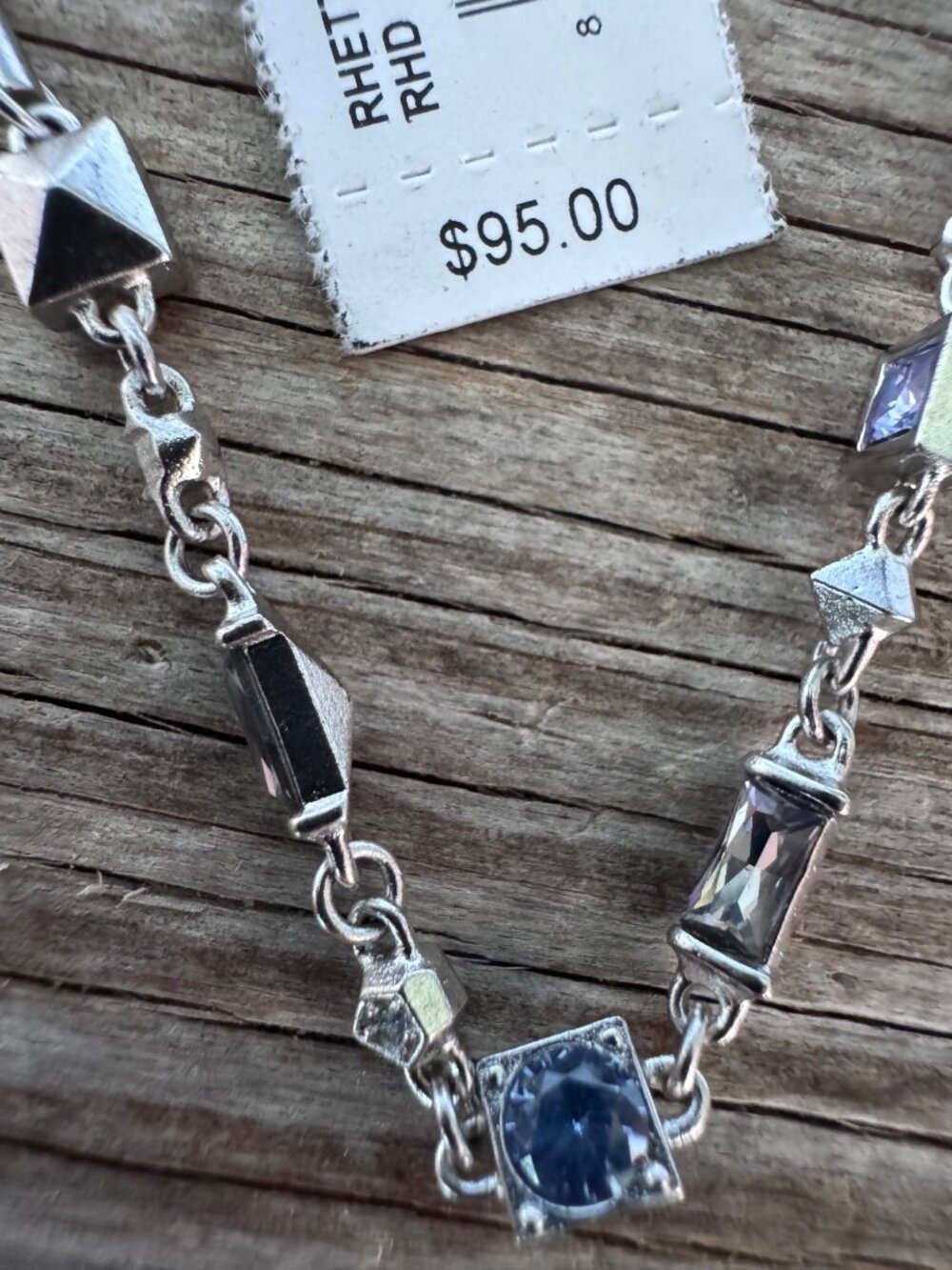 Kendra Scott Rhett Necklace Womens Silver Rhodium Blue Crystal Pendant NWT - Picture 2 of 6